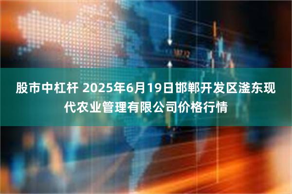 股市中杠杆 2025年6月19日邯郸开发区滏东现代农业管理有限公司价格行情