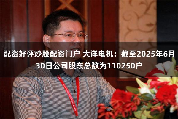 配资好评炒股配资门户 大洋电机：截至2025年6月30日公司股东总数为110250户
