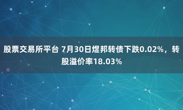 股票交易所平台 7月30日煜邦转债下跌0.02%，转股溢价率18.03%
