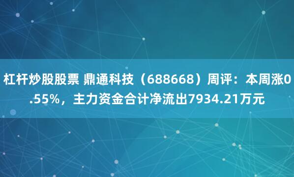 杠杆炒股股票 鼎通科技(688668)周评:本周涨0.55%,主力资金合计净流出7934.21万元